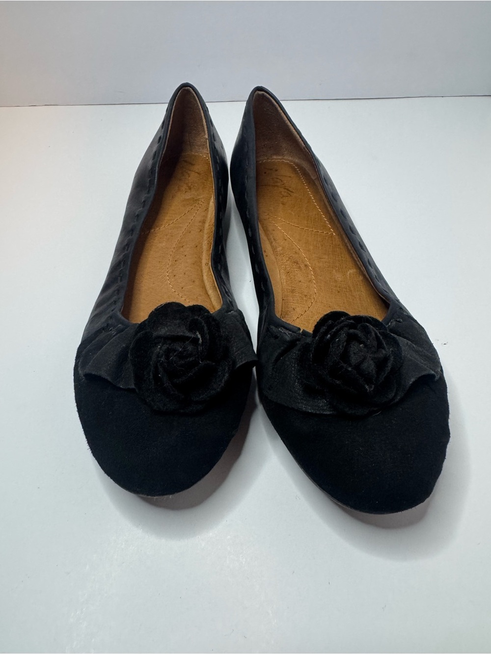 Naya Tabby Black Leather Ballet Flats Women's Size 9.5M